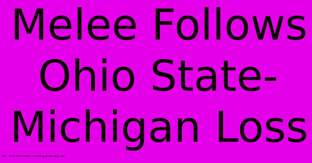 Melee Follows Ohio State-Michigan Loss