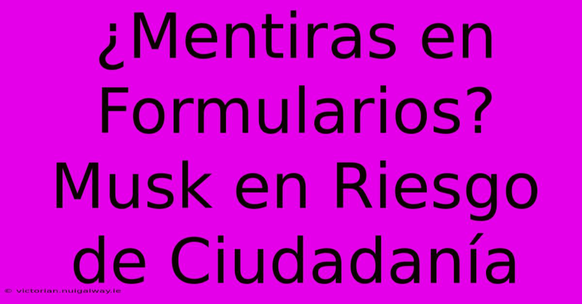 ¿Mentiras En Formularios? Musk En Riesgo De Ciudadanía