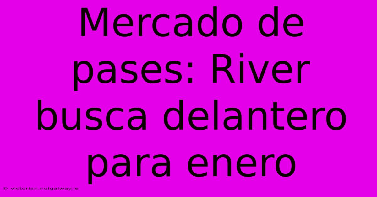 Mercado De Pases: River Busca Delantero Para Enero 