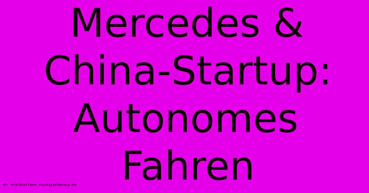 Mercedes & China-Startup: Autonomes Fahren