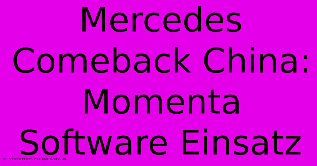 Mercedes Comeback China: Momenta Software Einsatz