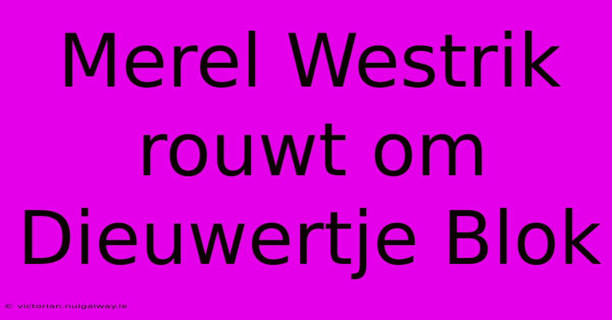 Merel Westrik Rouwt Om Dieuwertje Blok 