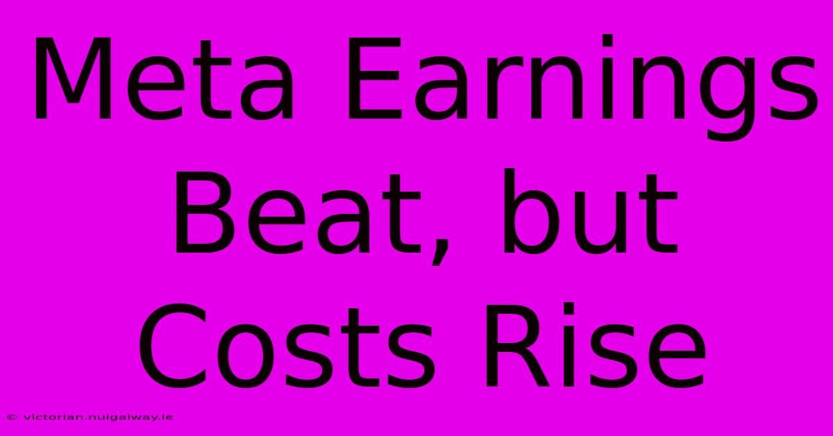 Meta Earnings Beat, But Costs Rise