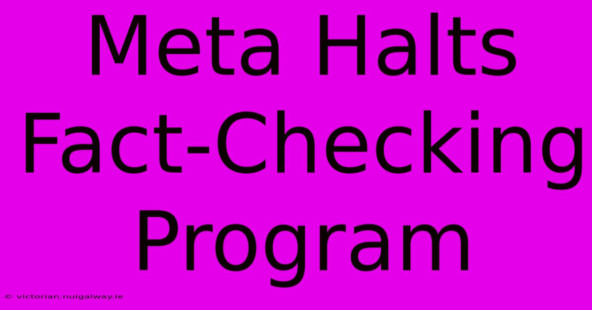 Meta Halts Fact-Checking Program