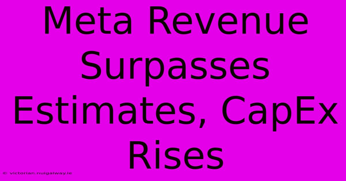 Meta Revenue Surpasses Estimates, CapEx Rises