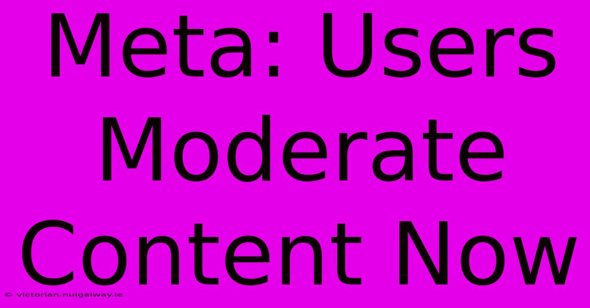 Meta: Users Moderate Content Now