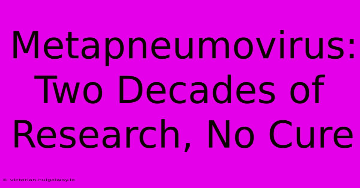 Metapneumovirus: Two Decades Of Research, No Cure