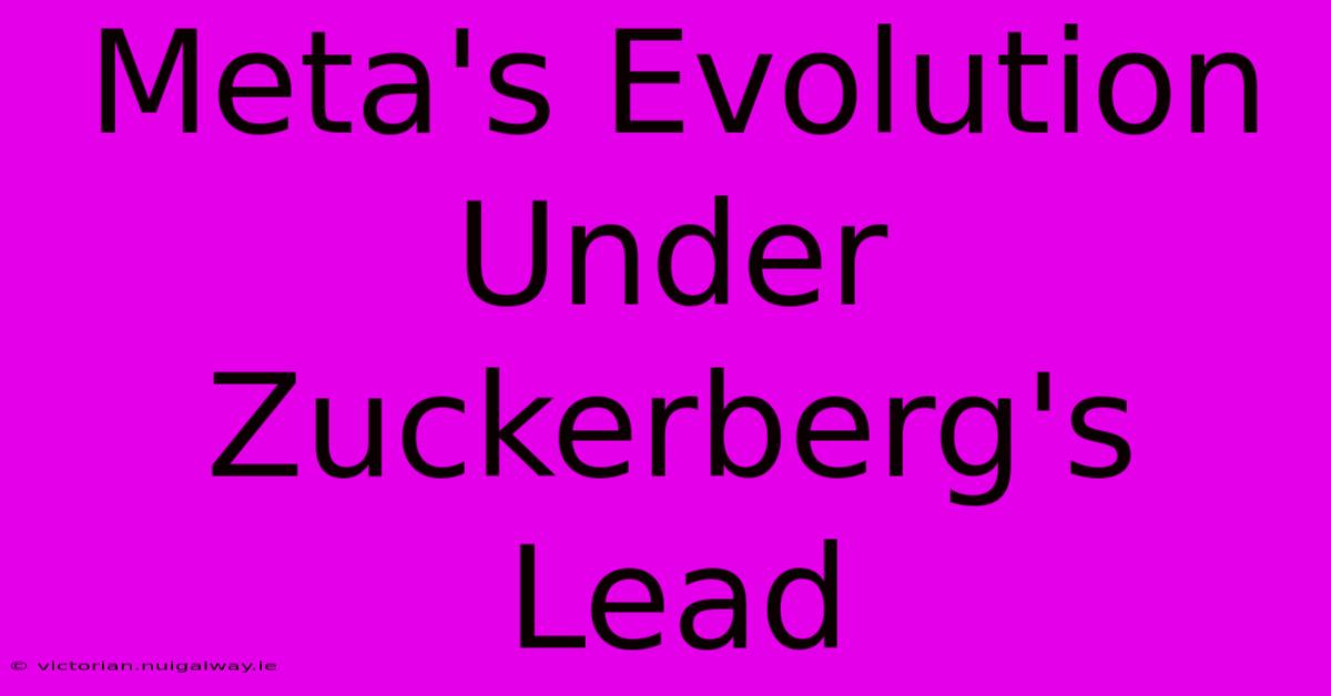 Meta's Evolution Under Zuckerberg's Lead