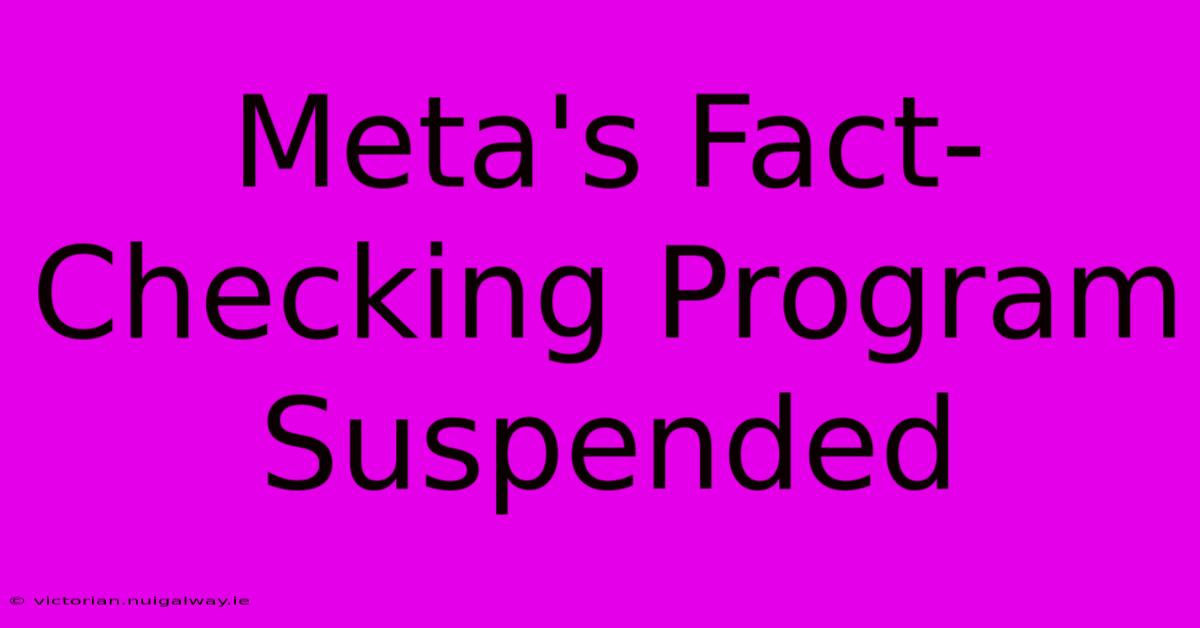 Meta's Fact-Checking Program Suspended