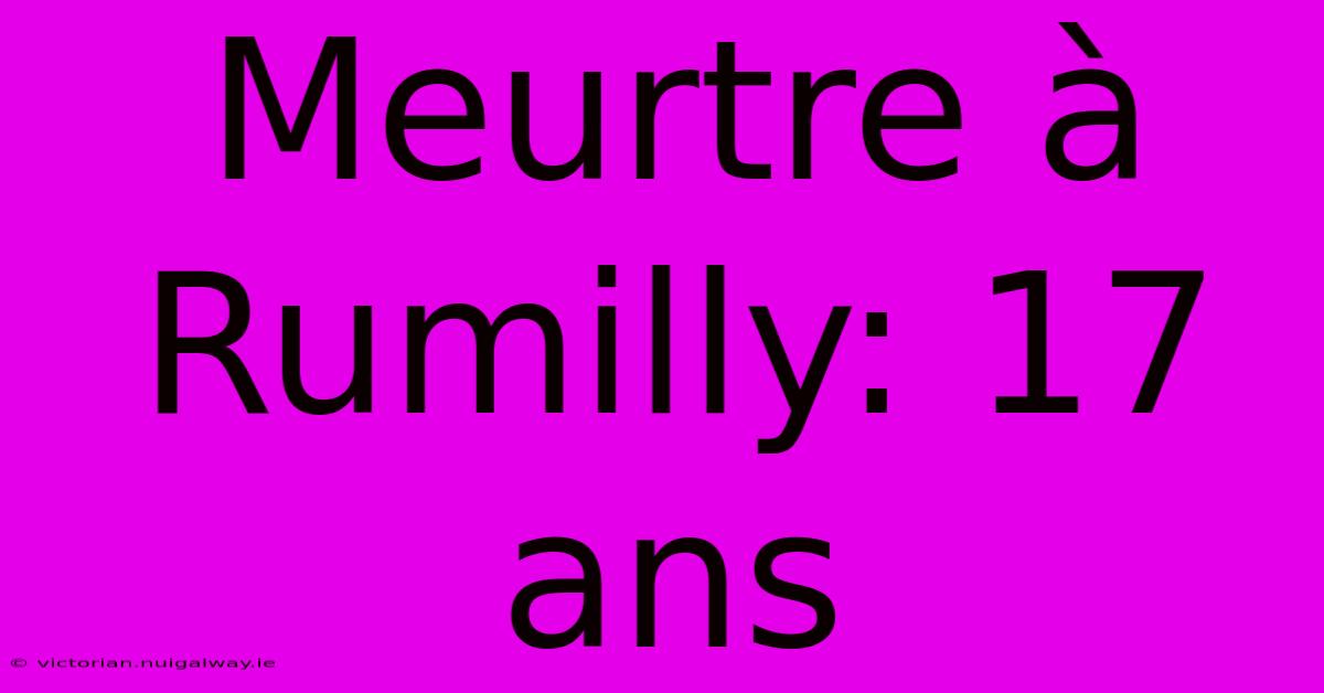 Meurtre À Rumilly: 17 Ans