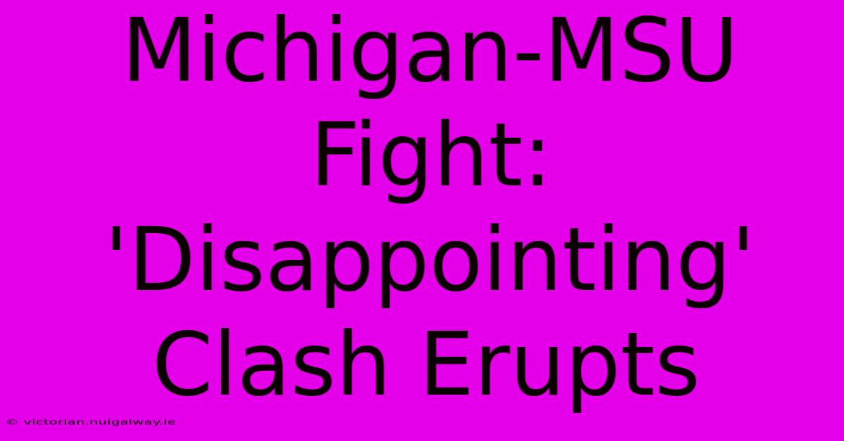 Michigan-MSU Fight: 'Disappointing' Clash Erupts