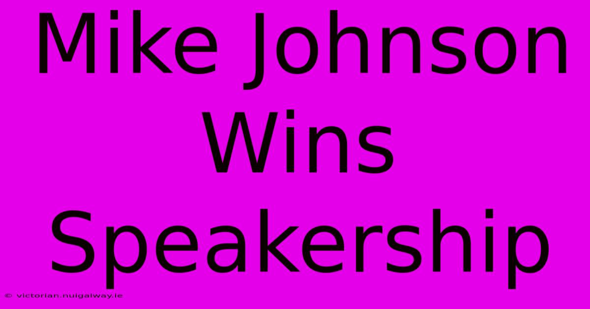 Mike Johnson Wins Speakership