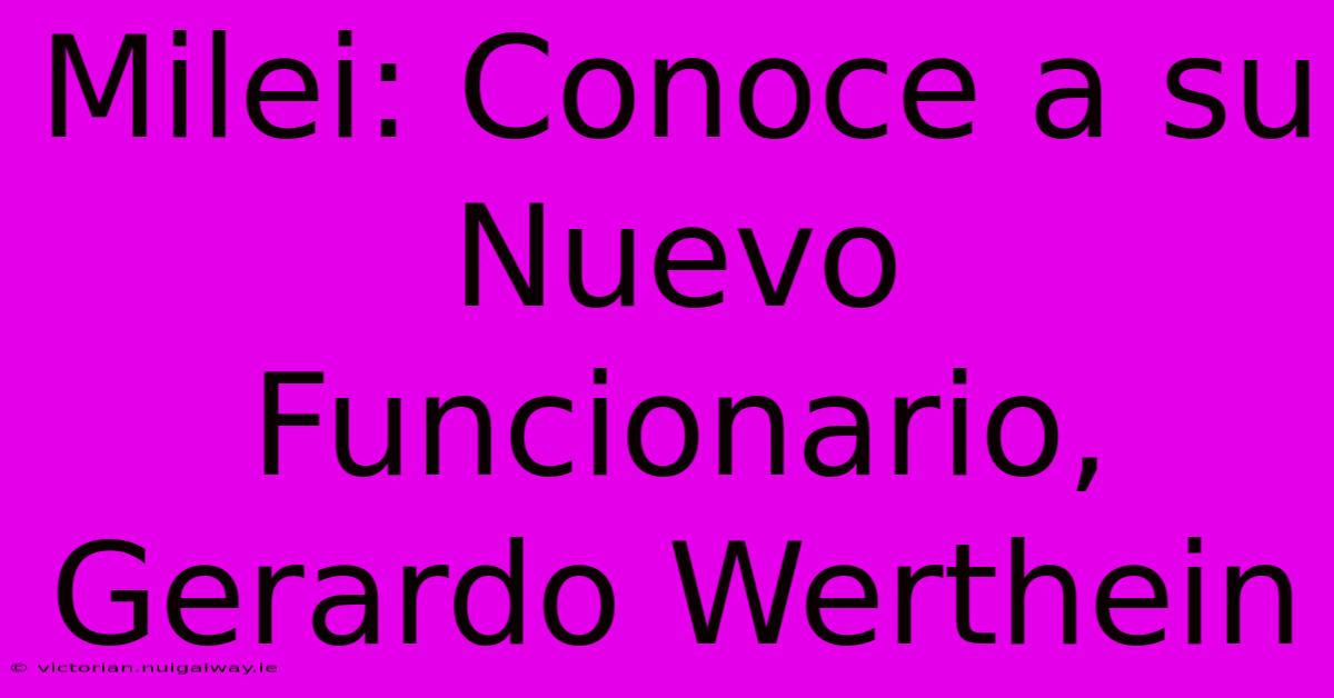 Milei: Conoce A Su Nuevo Funcionario, Gerardo Werthein