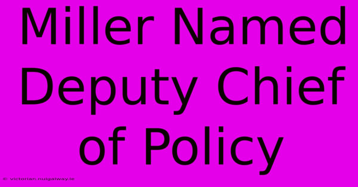 Miller Named Deputy Chief Of Policy 