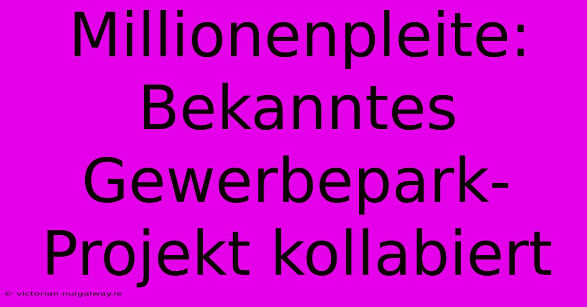 Millionenpleite: Bekanntes Gewerbepark-Projekt Kollabiert