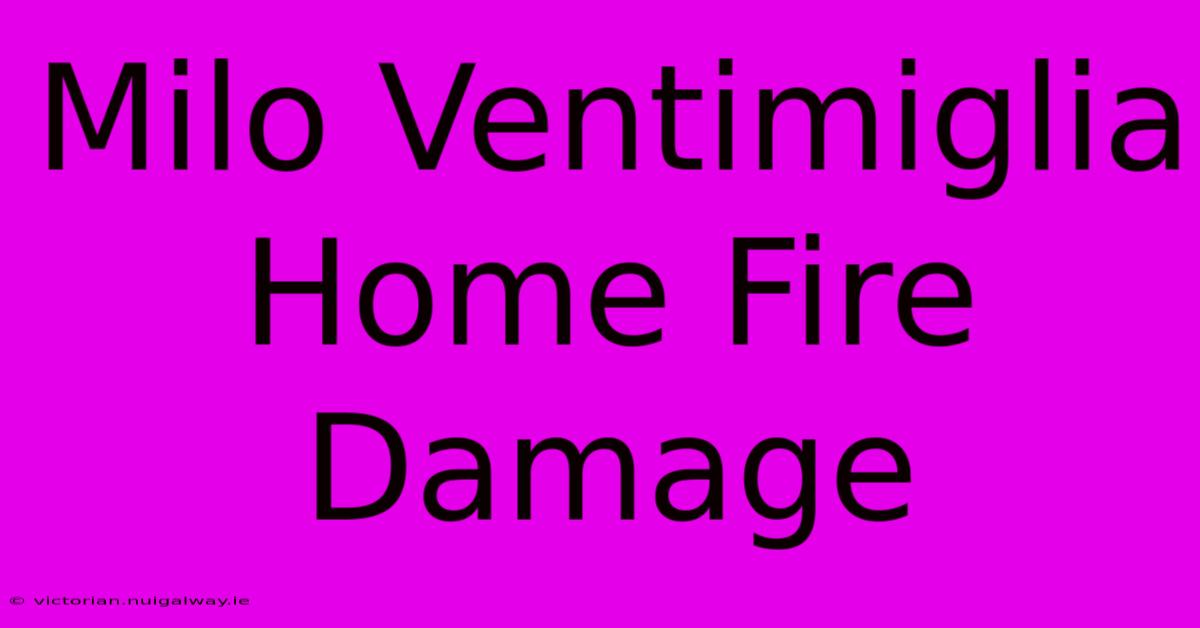 Milo Ventimiglia Home Fire Damage