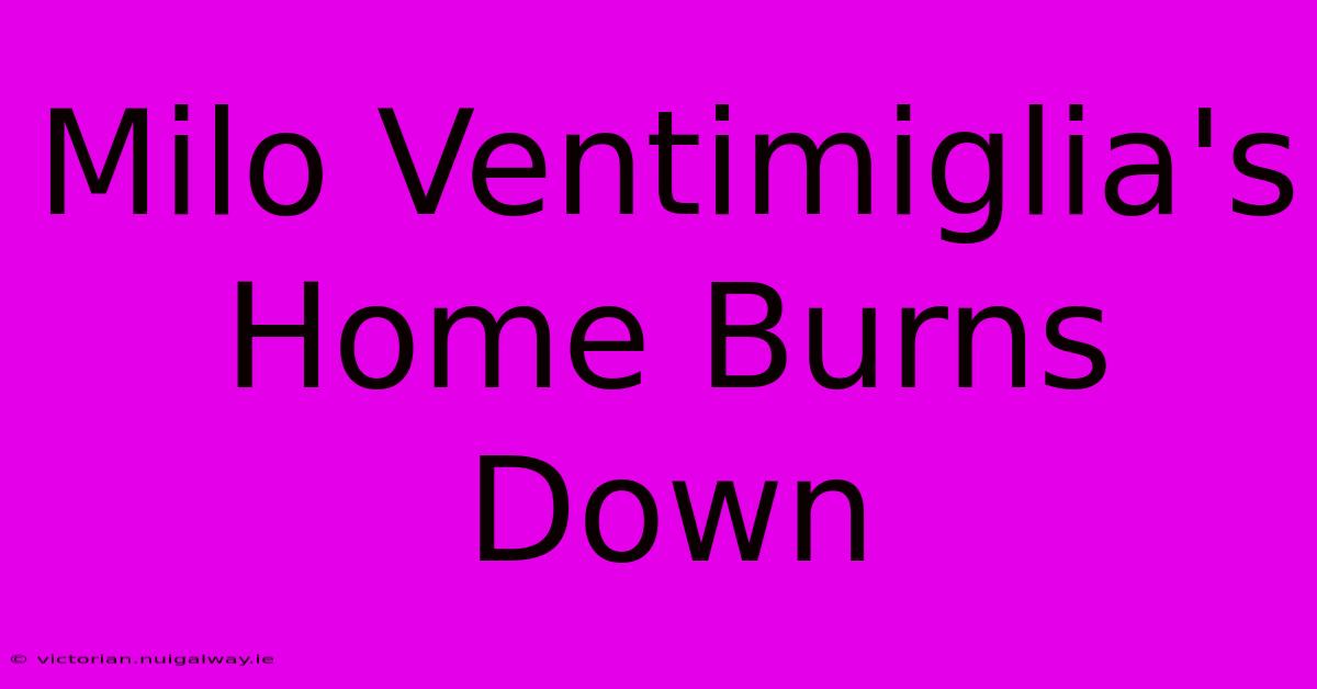 Milo Ventimiglia's Home Burns Down