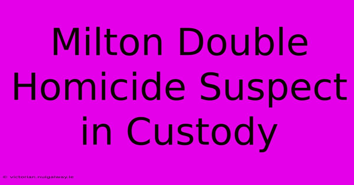 Milton Double Homicide Suspect In Custody