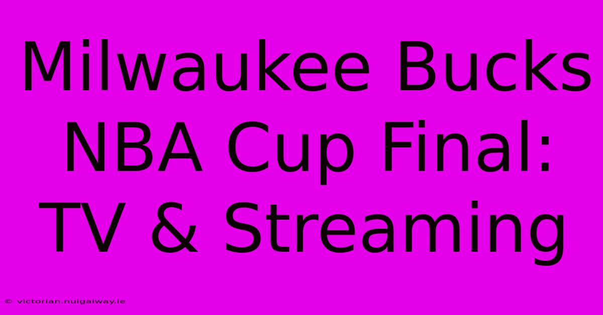 Milwaukee Bucks NBA Cup Final: TV & Streaming