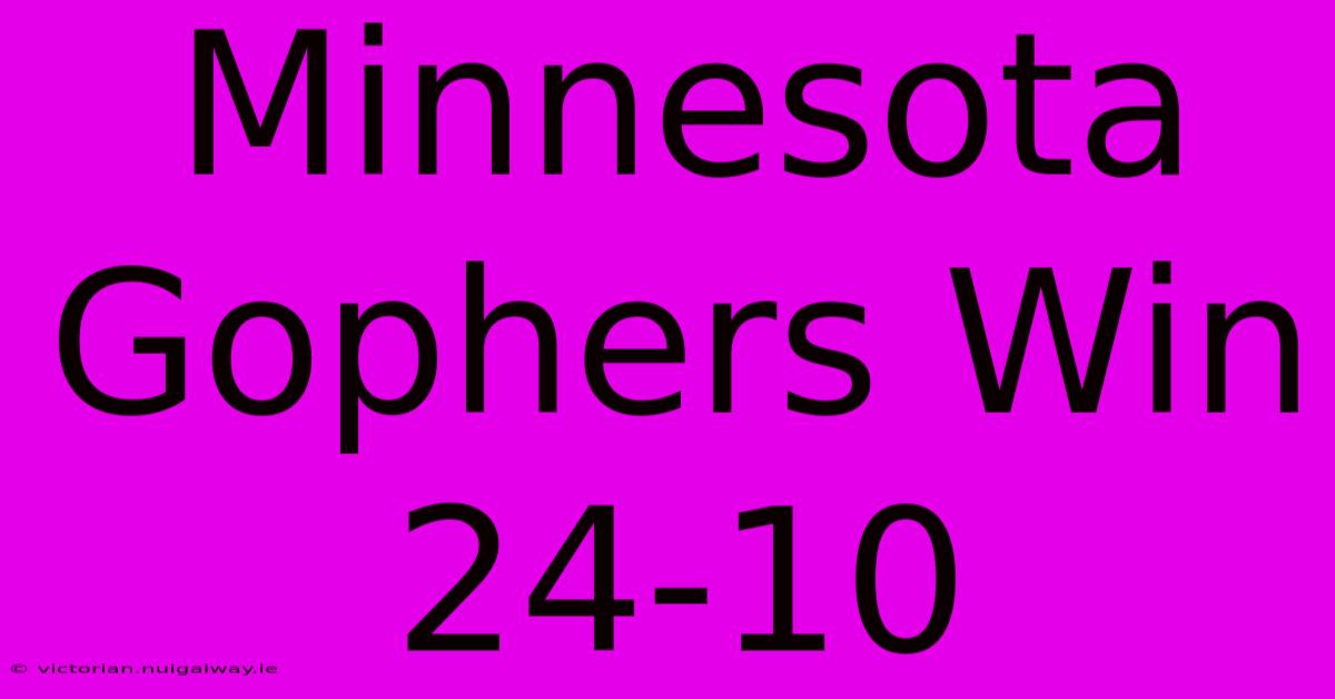 Minnesota Gophers Win 24-10