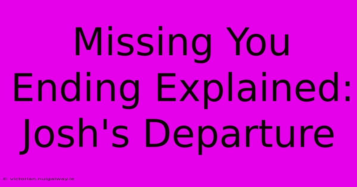 Missing You Ending Explained: Josh's Departure