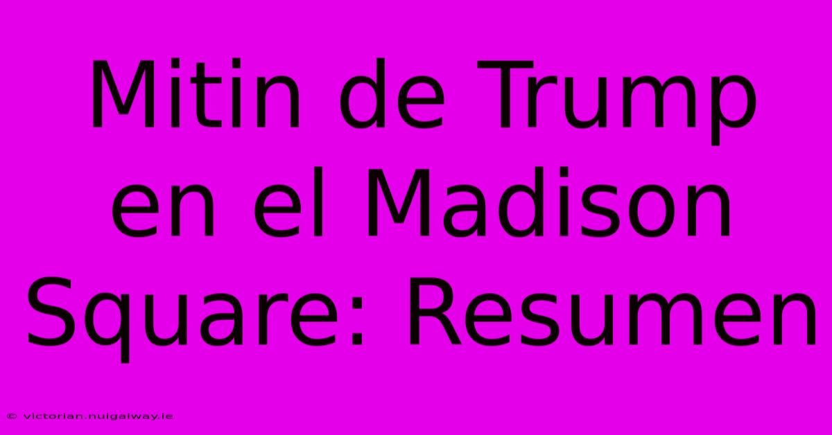 Mitin De Trump En El Madison Square: Resumen