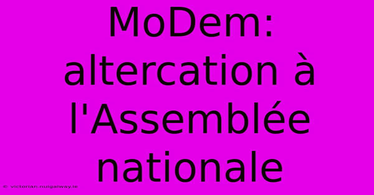 MoDem: Altercation À L'Assemblée Nationale