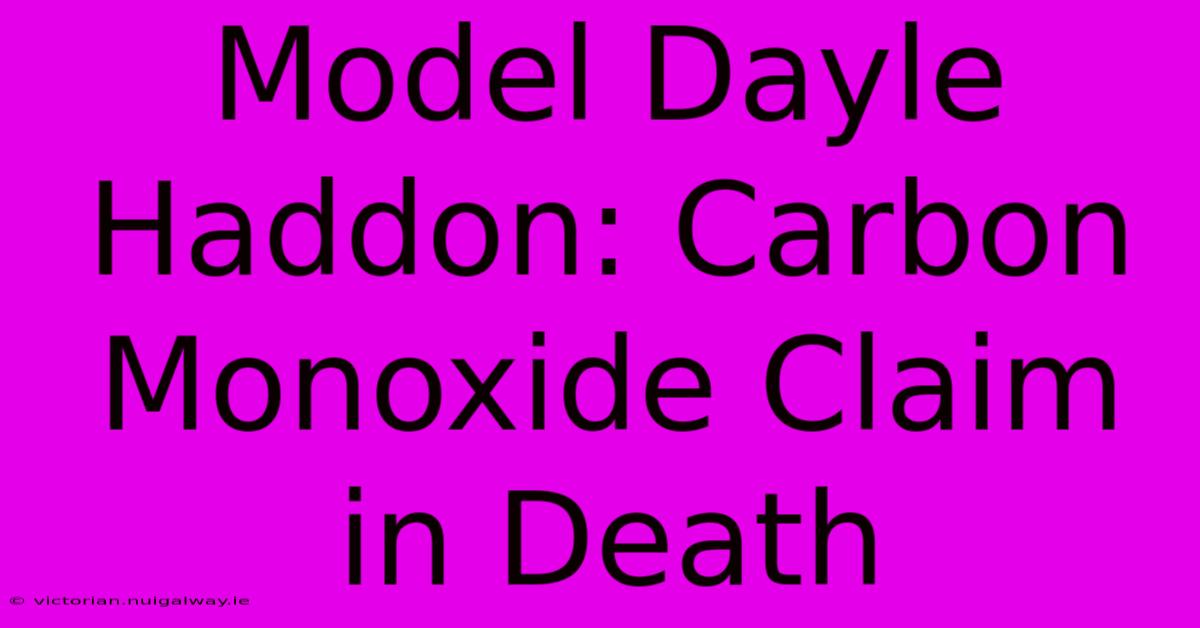 Model Dayle Haddon: Carbon Monoxide Claim In Death