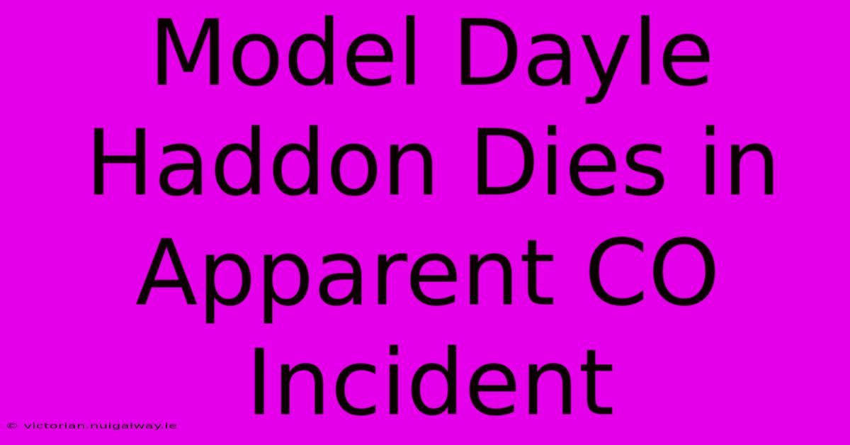 Model Dayle Haddon Dies In Apparent CO Incident