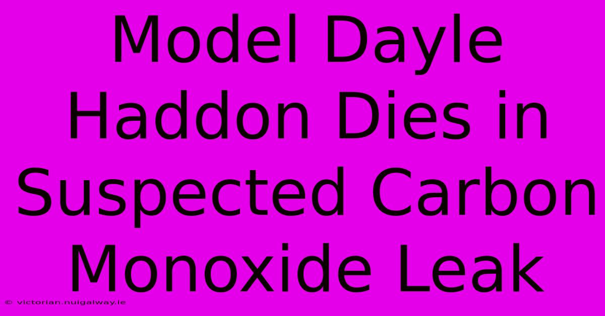 Model Dayle Haddon Dies In Suspected Carbon Monoxide Leak