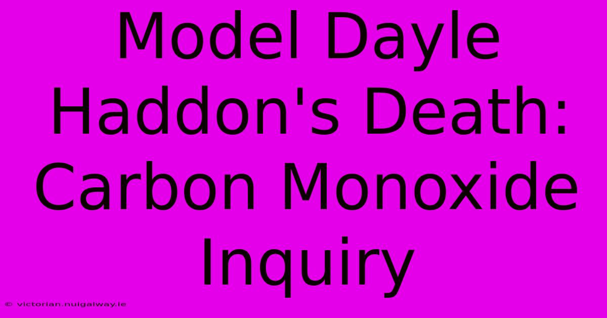 Model Dayle Haddon's Death: Carbon Monoxide Inquiry