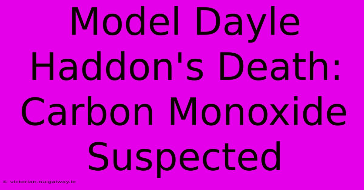 Model Dayle Haddon's Death: Carbon Monoxide Suspected