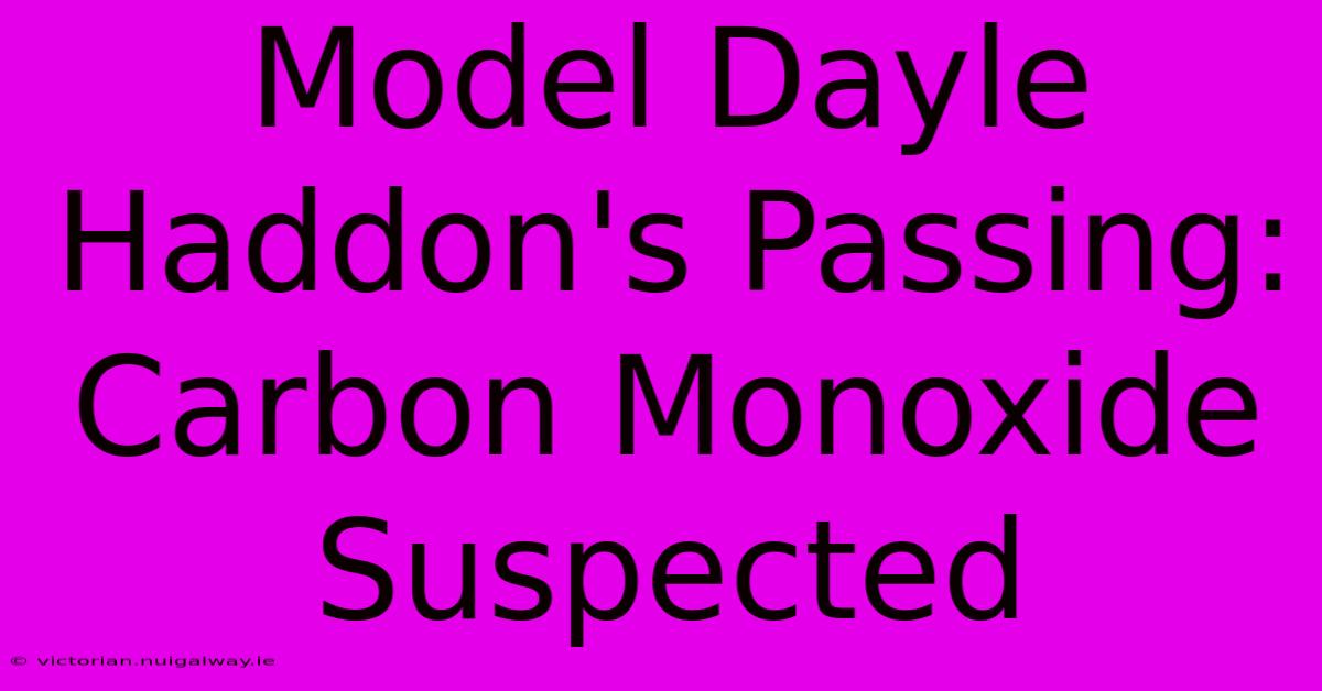 Model Dayle Haddon's Passing: Carbon Monoxide Suspected