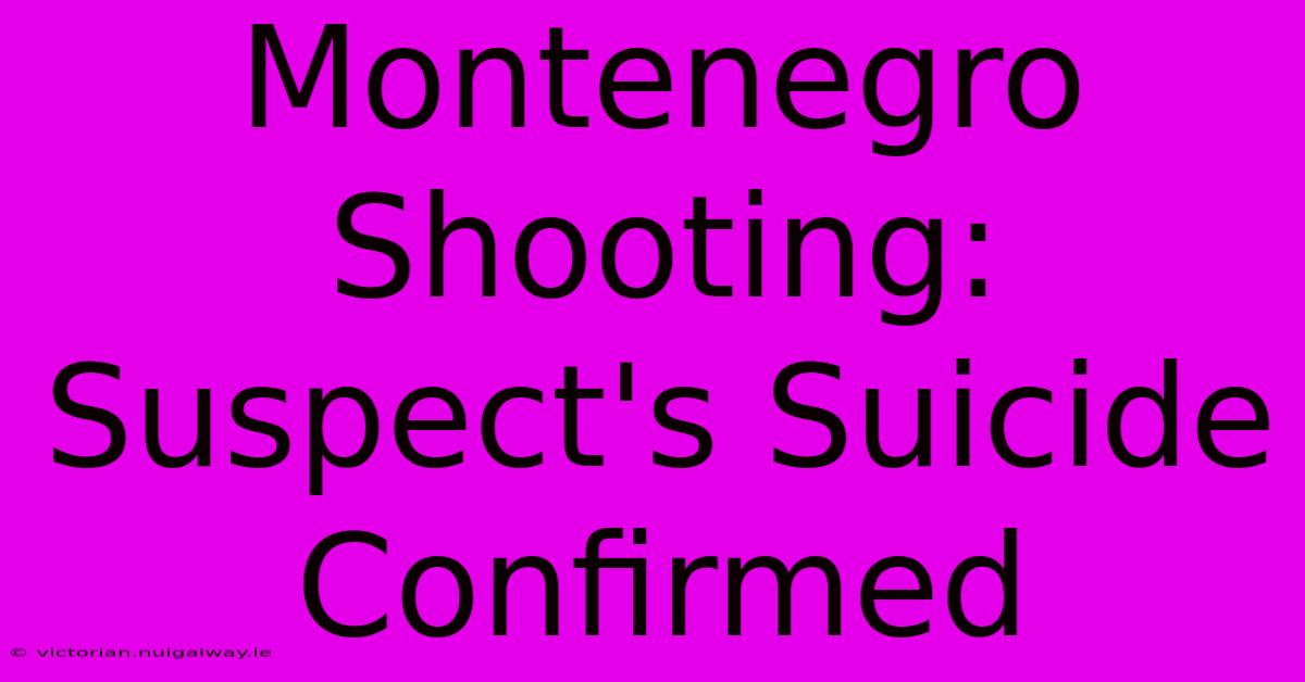 Montenegro Shooting: Suspect's Suicide Confirmed