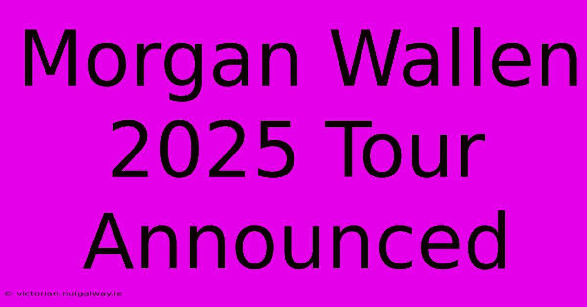 Morgan Wallen 2025 Tour Announced