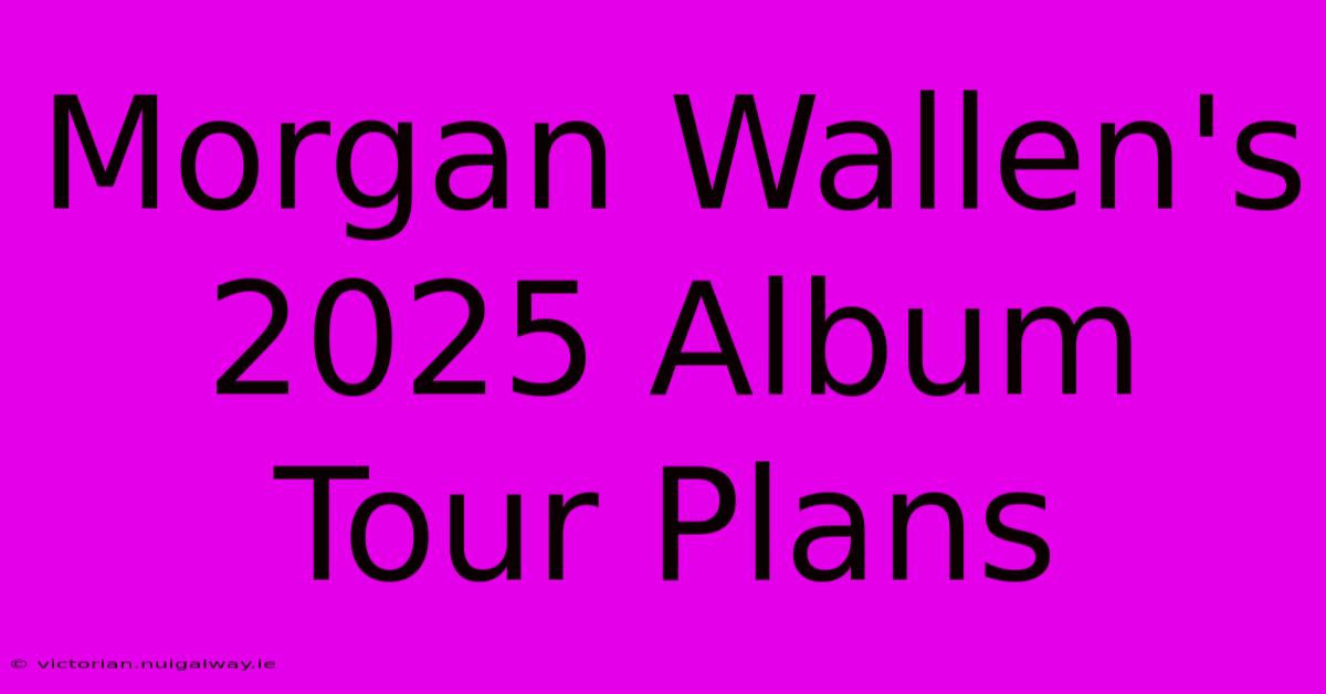 Morgan Wallen's 2025 Album Tour Plans