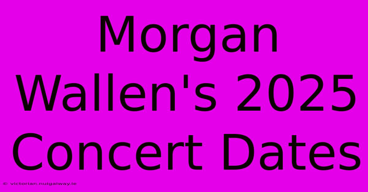 Morgan Wallen's 2025 Concert Dates