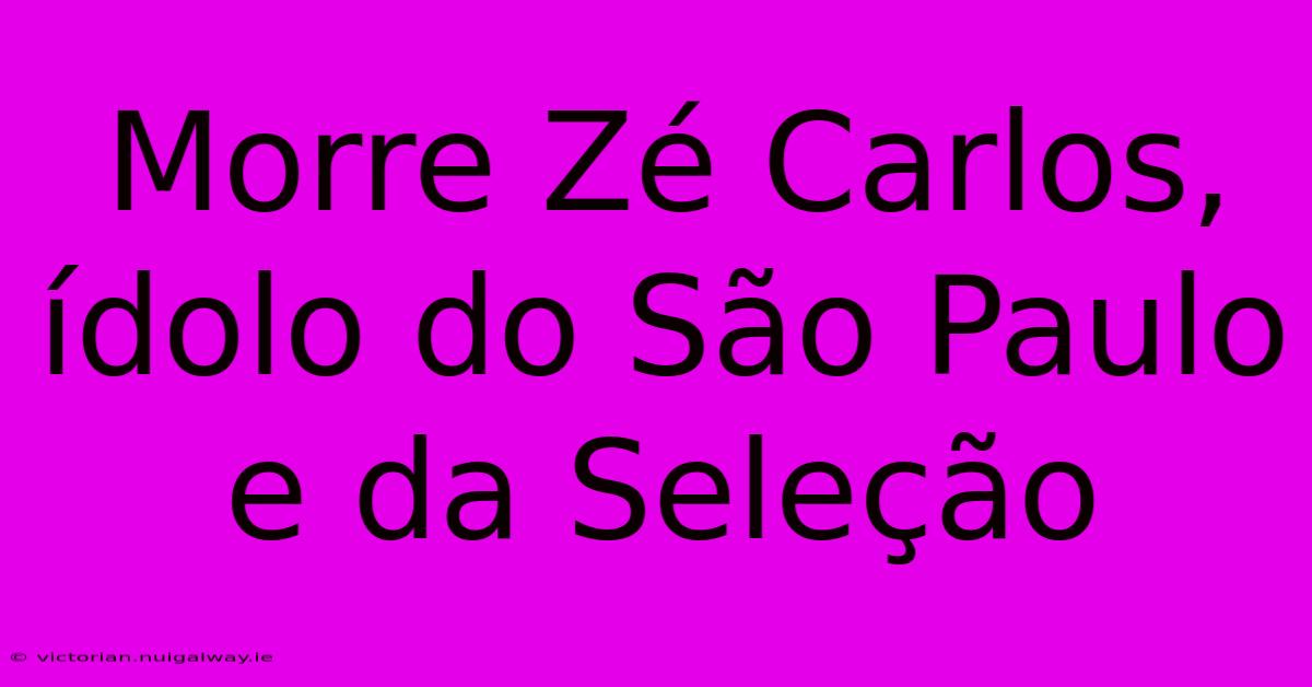 Morre Zé Carlos, Ídolo Do São Paulo E Da Seleção