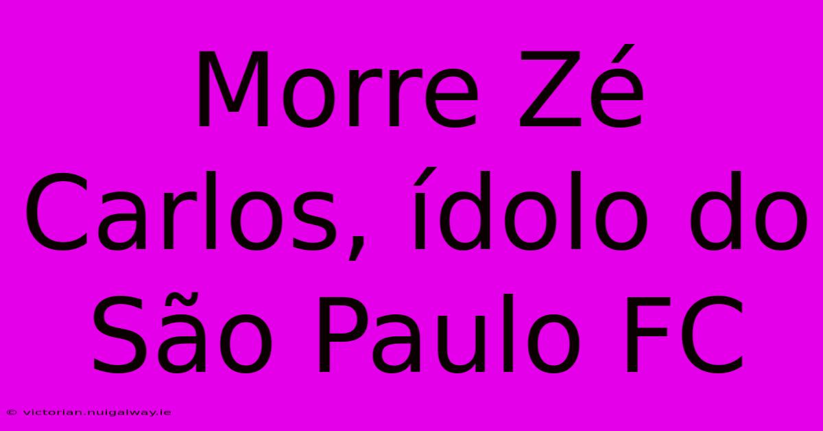 Morre Zé Carlos, Ídolo Do São Paulo FC