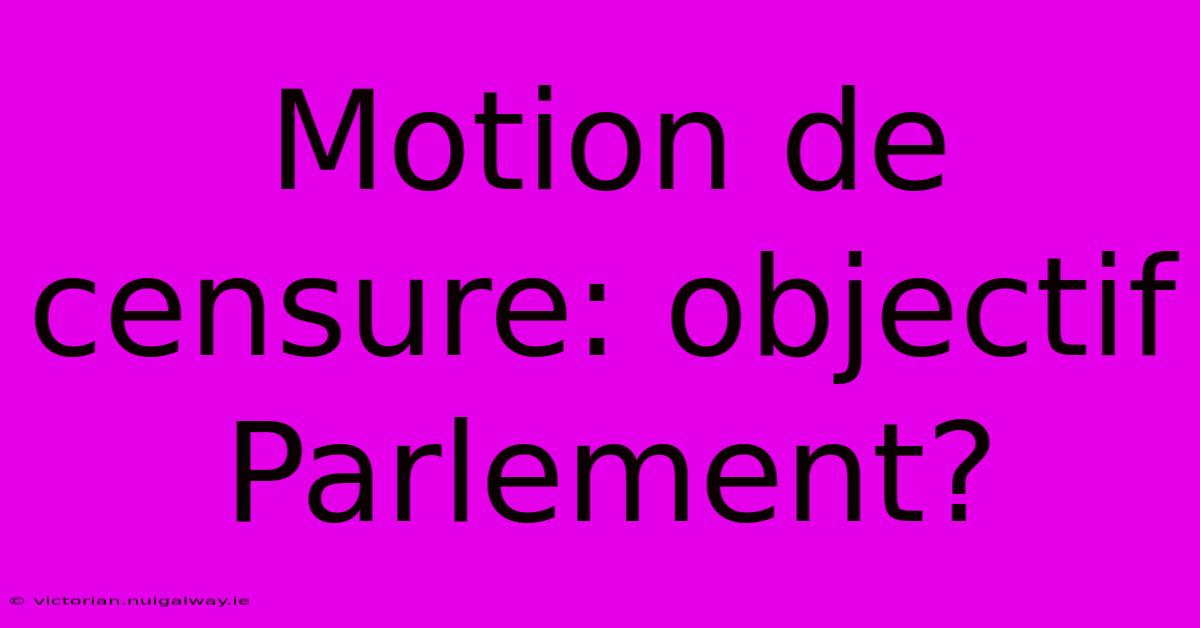 Motion De Censure: Objectif Parlement?