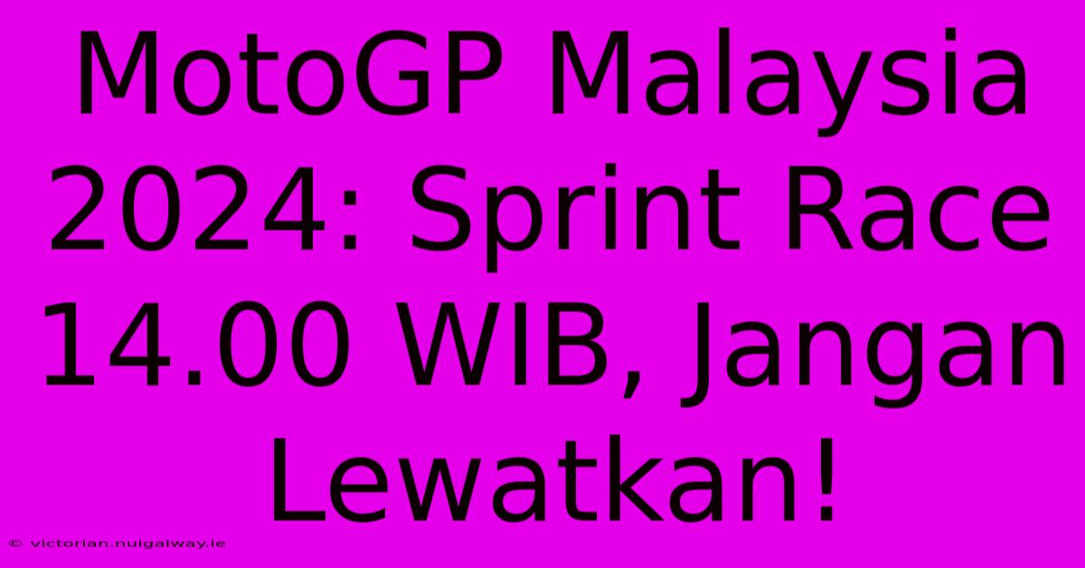 MotoGP Malaysia 2024: Sprint Race 14.00 WIB, Jangan Lewatkan! 