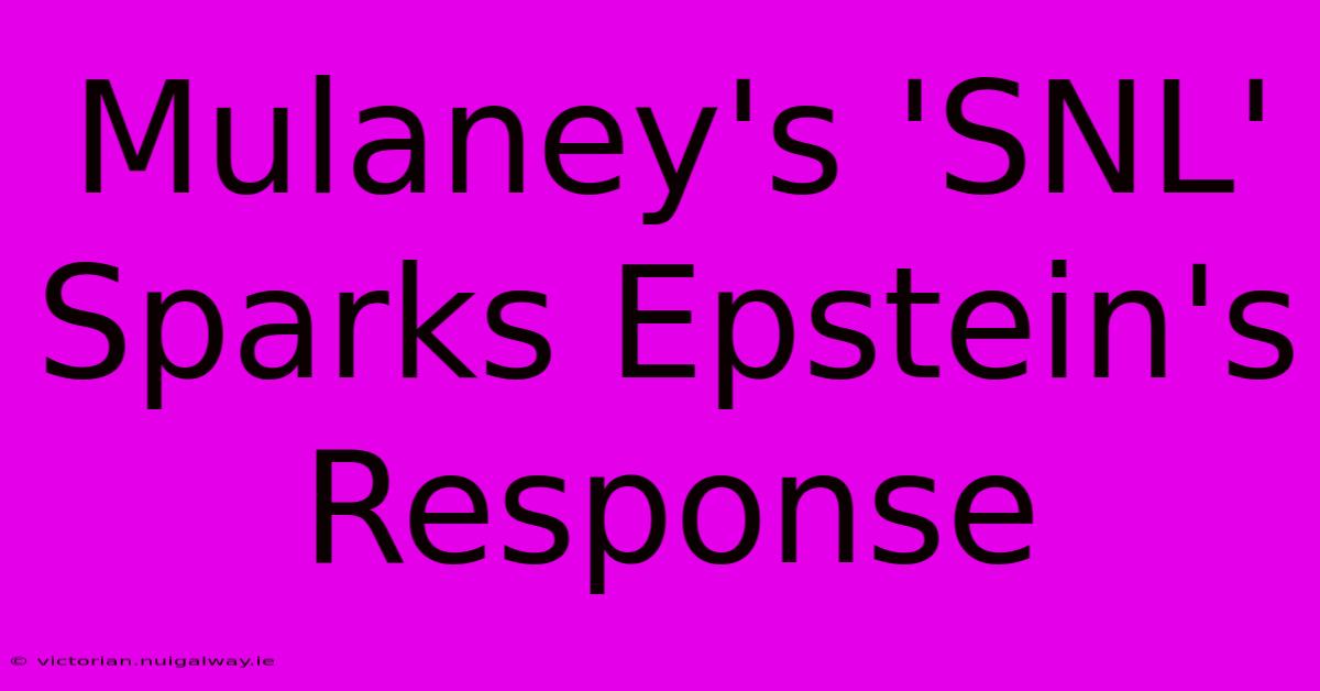 Mulaney's 'SNL' Sparks Epstein's Response