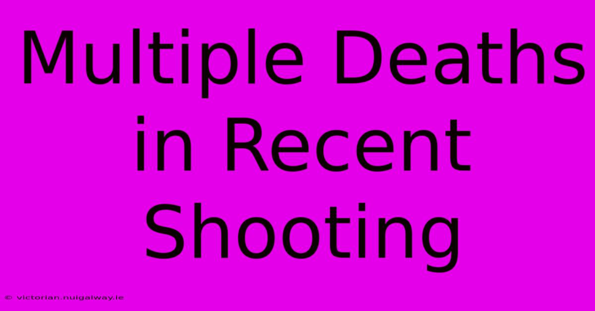 Multiple Deaths In Recent Shooting