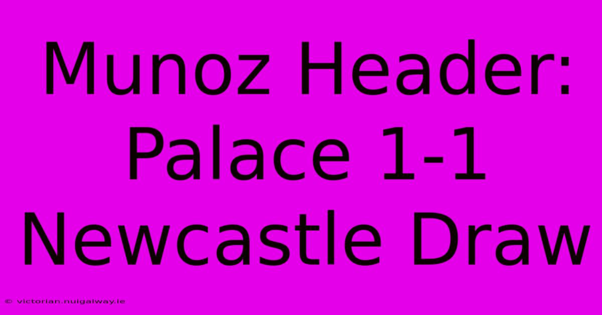 Munoz Header: Palace 1-1 Newcastle Draw