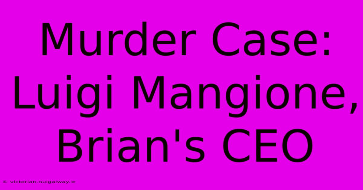 Murder Case: Luigi Mangione, Brian's CEO