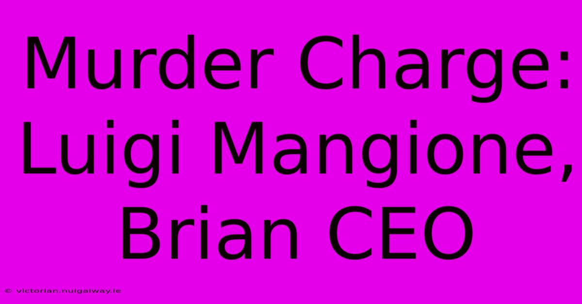 Murder Charge: Luigi Mangione, Brian CEO