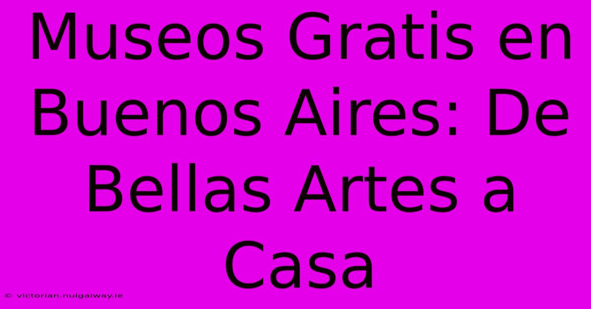 Museos Gratis En Buenos Aires: De Bellas Artes A Casa 