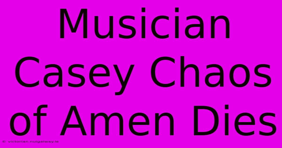 Musician Casey Chaos Of Amen Dies