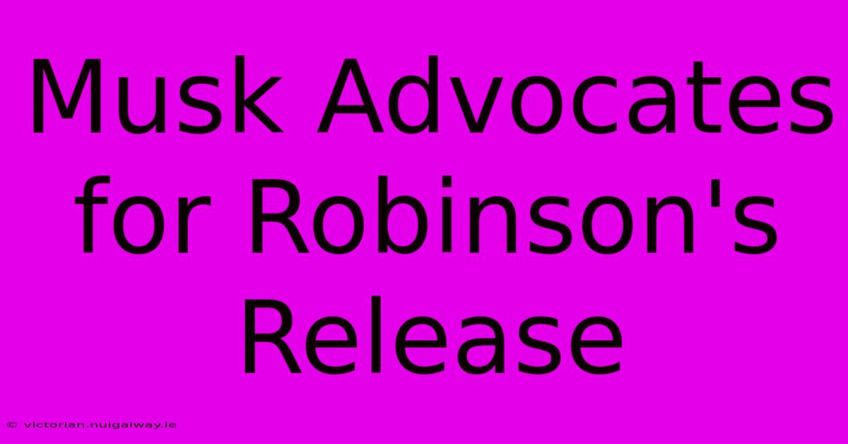 Musk Advocates For Robinson's Release