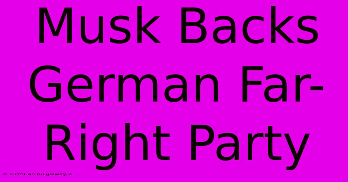 Musk Backs German Far-Right Party